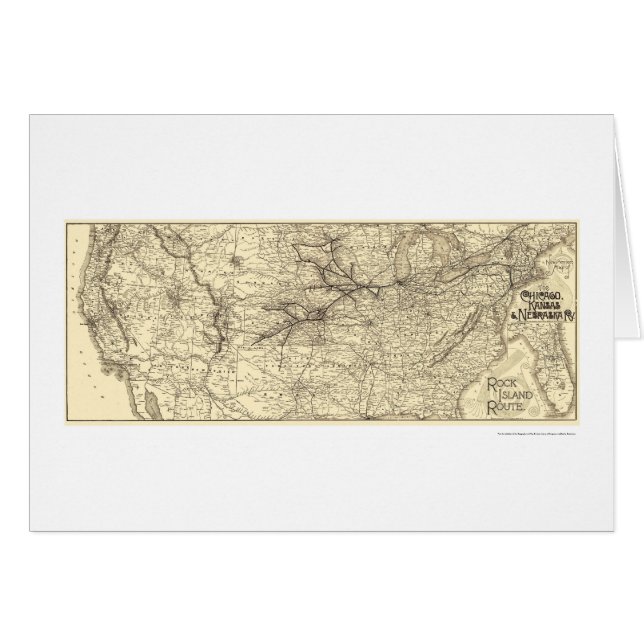 Cartão Mapa 1888 da estrada de ferro da ilha da rocha (Frente Horizontal)