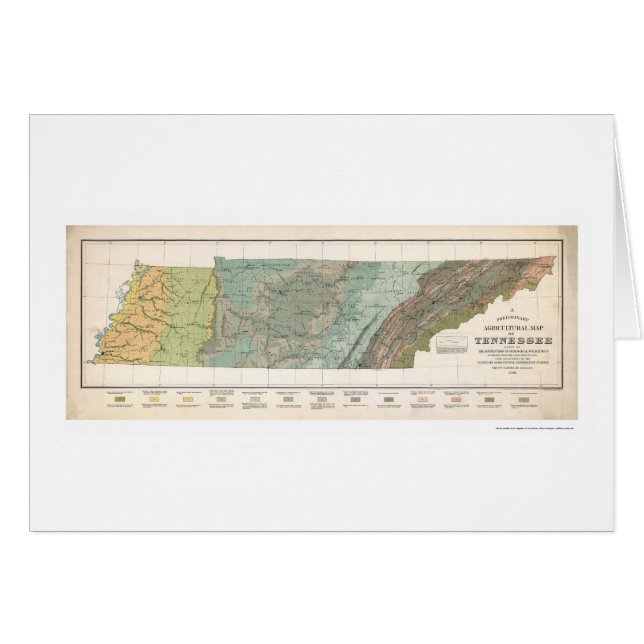 Cartão Mapa 1896 da agricultura de Tennessee (Frente Horizontal)