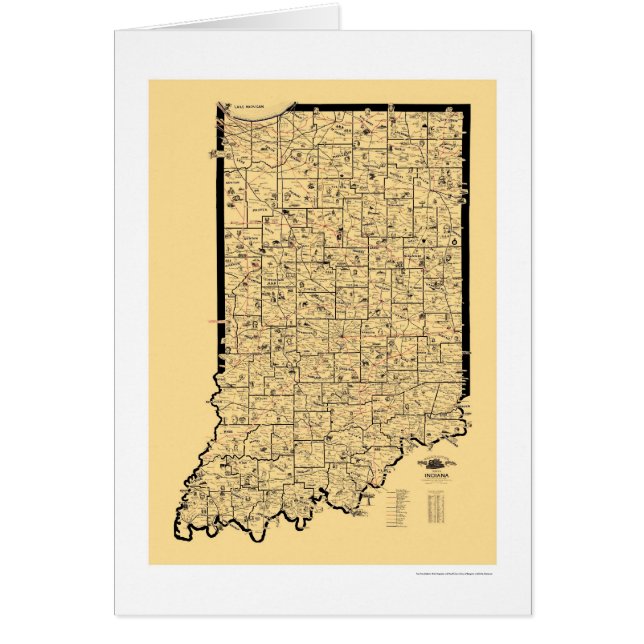 Cartão Mapa 1897 da estrada de ferro de Indiana (Frente)