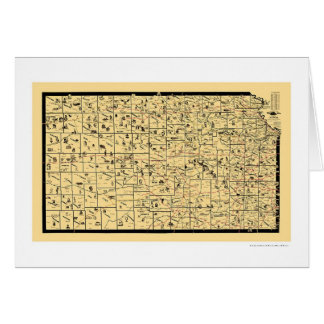 Cartão Mapa 1897 da estrada de ferro de Kansas