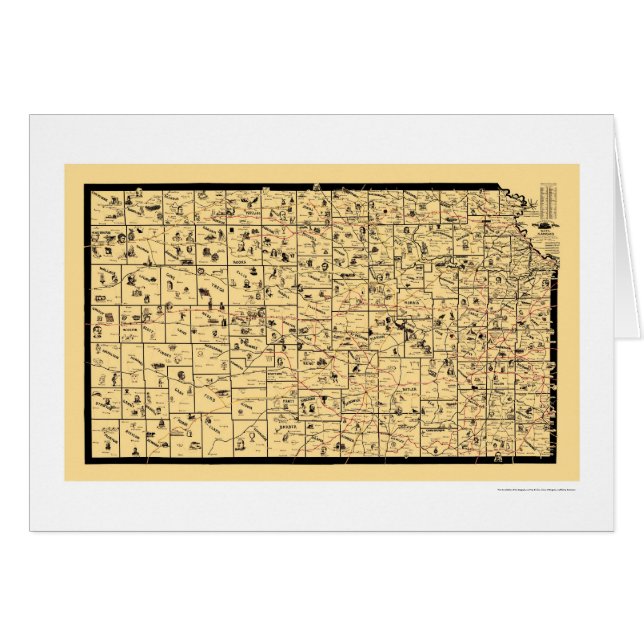 Cartão Mapa 1897 da estrada de ferro de Kansas (Frente Horizontal)