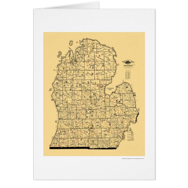Cartão Mapa 1897 da estrada de ferro de Michigan (Frente)