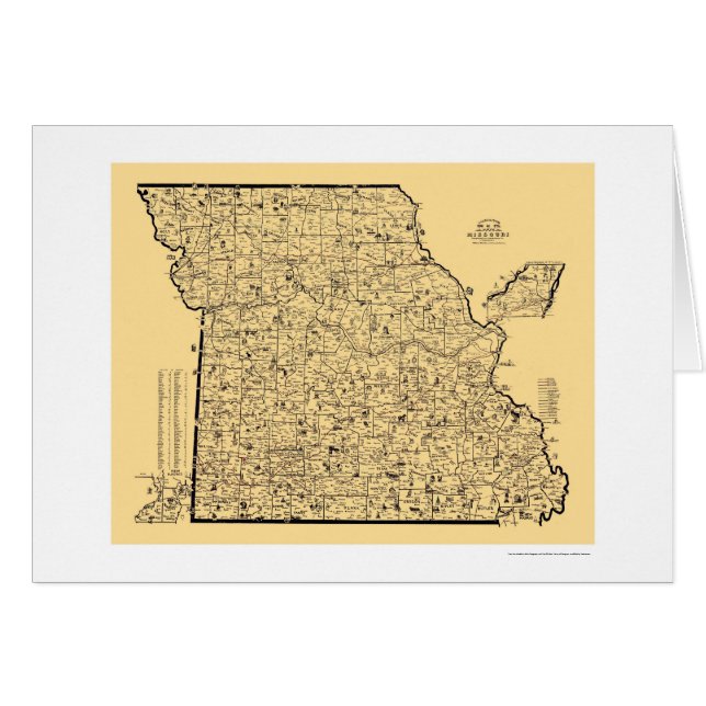 Cartão Mapa 1897 da estrada de ferro de Missouri (Frente Horizontal)