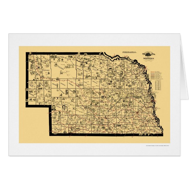 Cartão Mapa 1897 da estrada de ferro de Nebraska (Frente Horizontal)