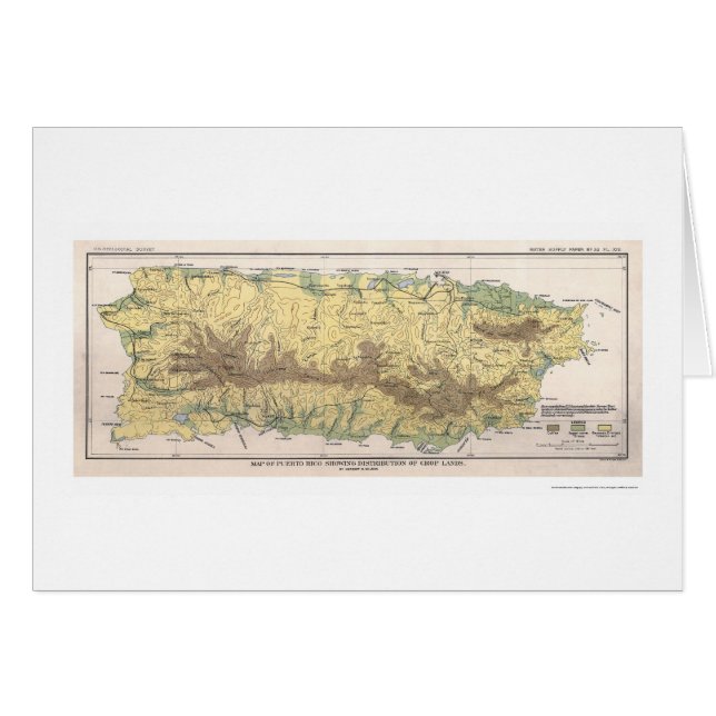 Cartão Mapa 1899 da colheita de Puerto Rico (Frente Horizontal)