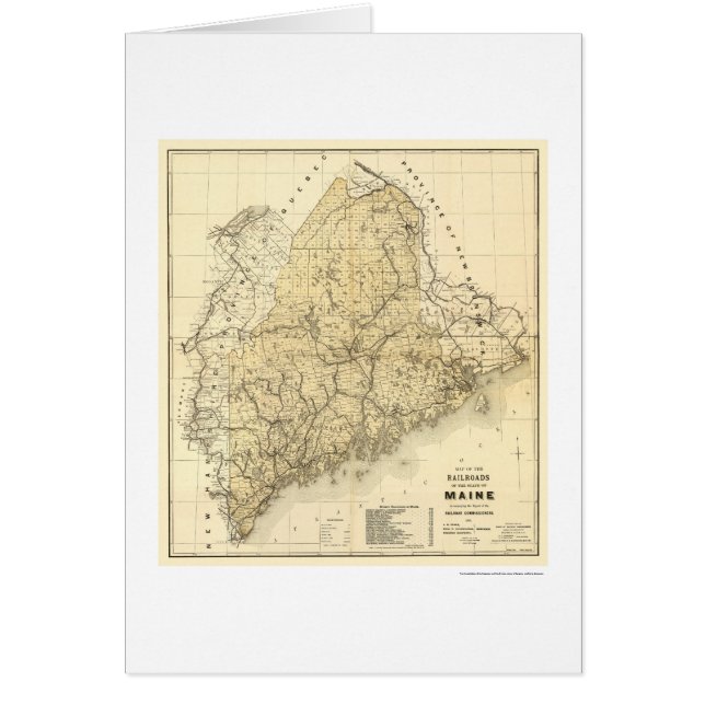 Cartão Mapa 1899 da estrada de ferro de Maine (Frente)