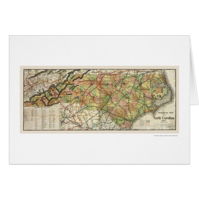 Cartão Mapa 1900 da estrada de ferro de North Carolina (Frente Horizontal)