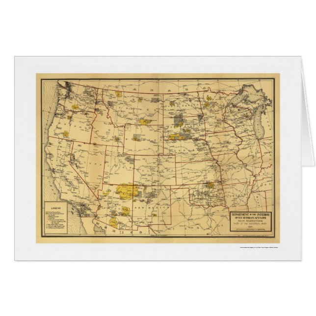 Cartão Mapa 1923 da reserva indígena (Frente Horizontal)