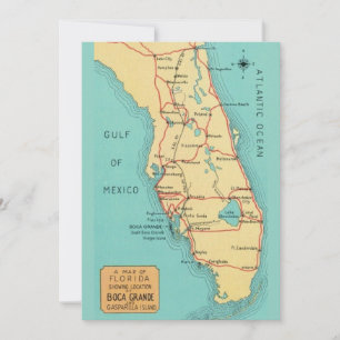 Cartão Mapa 5x7 Boca Grande Useppa Island Flórida