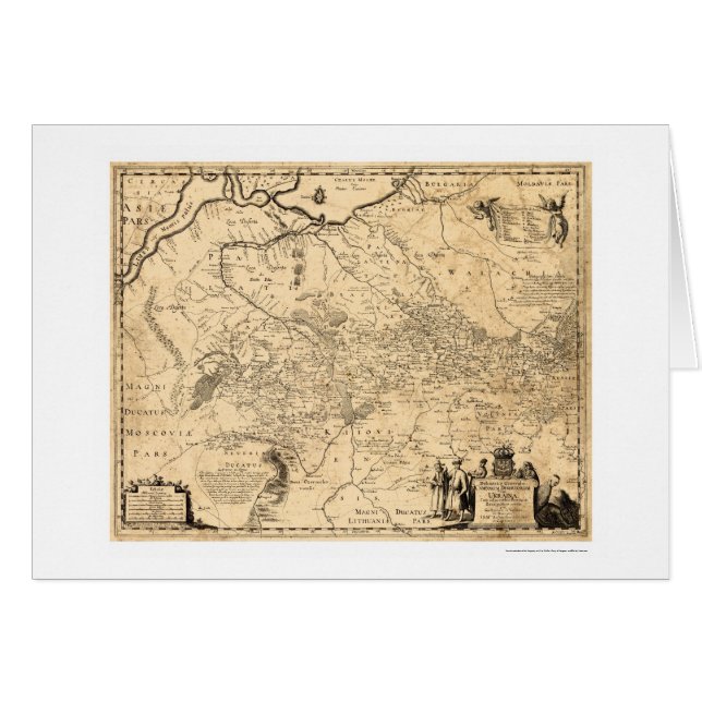 Cartão Mapa adiantado 1648 de Ucrânia (Frente Horizontal)