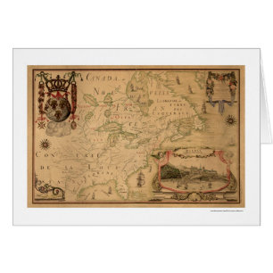 Cartão Mapa adiantado 1688 de Quebeque Canadá