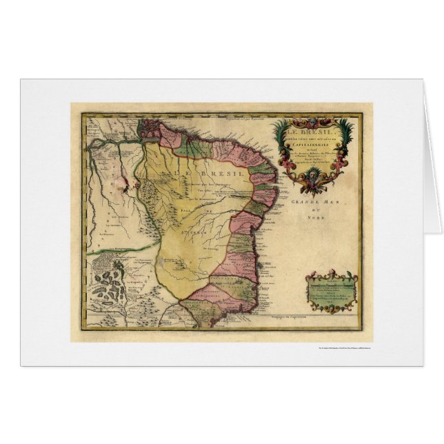 Cartão Mapa adiantado 1719 de Brasil (Frente Horizontal)