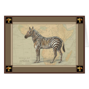 Cartão Mapa africano e zebra