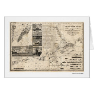 Cartão Mapa alemão de China com Guangdong e Macao 1834