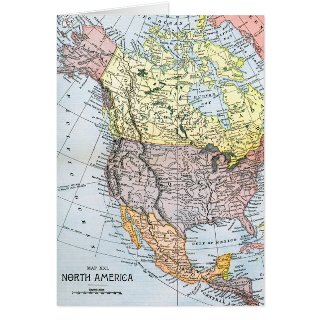 CARTÃO MAPA: AMERICA DO NORTE, 1890 (Frente)