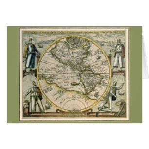 Cartão Mapa antigo, América Sive Novus Orbis, 1596