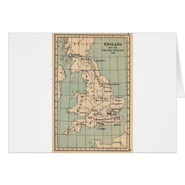 Cartão Mapa antigo da Inglaterra (Frente Horizontal)