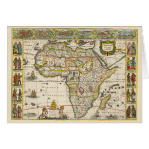 Cartão Mapa antigo de África por Hondius e por Jansson
