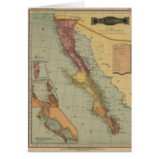 Cartão Mapa antigo de Baja California