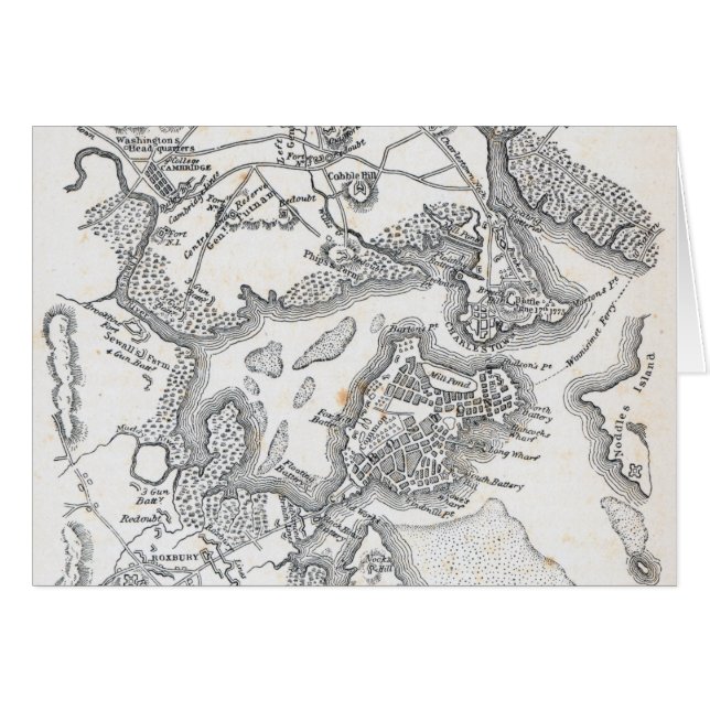 Cartão Mapa antigo de Boston | 1775-1776 (Frente Horizontal)
