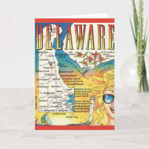 Cartão Mapa Antigo de Delaware 