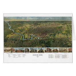 Cartão Mapa antigo de Houston, Texas com Rio Buffalo