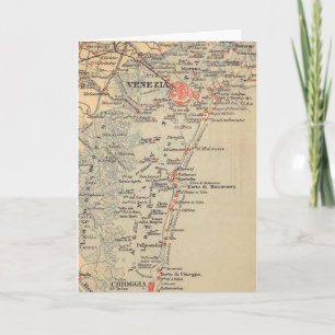 Cartão Mapa Antigo de Veneza Itália