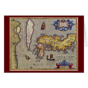 Cartão Mapa antigo do Japão por Mercator e Hondius