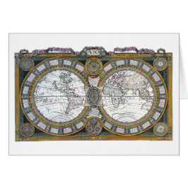 Cartão Mapa Antigo do Mundo por Claude Auguste Berey