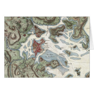 Cartão Mapa Antigo do Porto de Boston (1807)