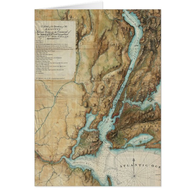 Cartão Mapa Antigo do Porto de Nova York (1864) (Frente)