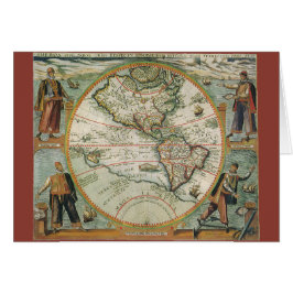 Cartão Mapa antigo mundial das Américas, 1597