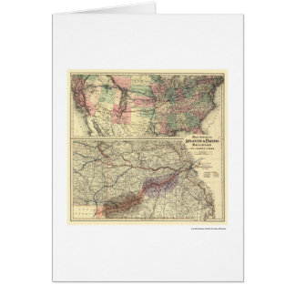 Cartão Mapa atlântico & pacífico 1873 da estrada de ferro