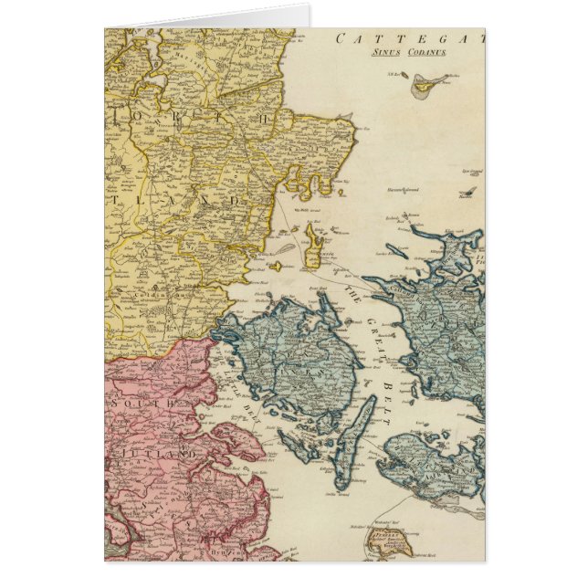 Cartão Mapa Atlas da Dinamarca (Frente)