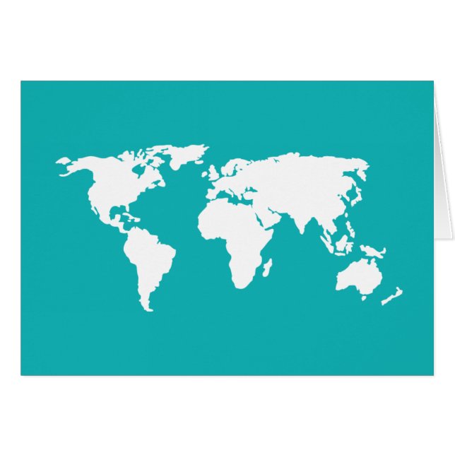 Cartão mapa azul turquesa (Frente Horizontal)
