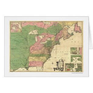 Cartão Mapa britânico 1755 de América do francês