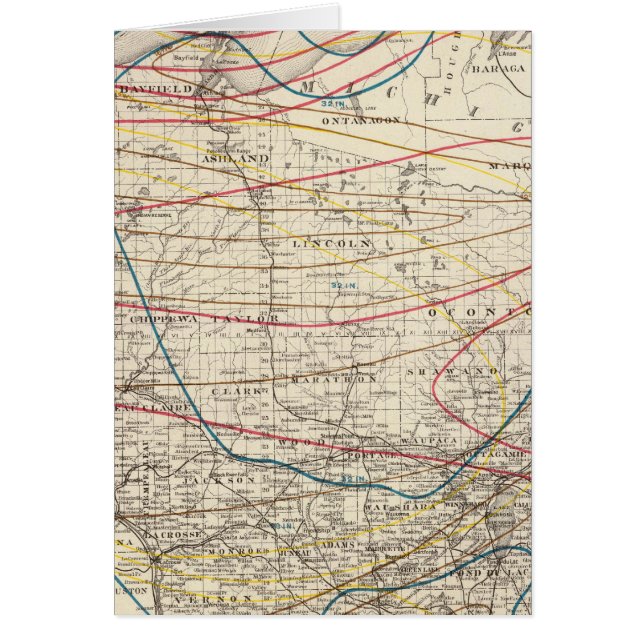 Cartão Mapa climatológico de Wisconsin (Frente)