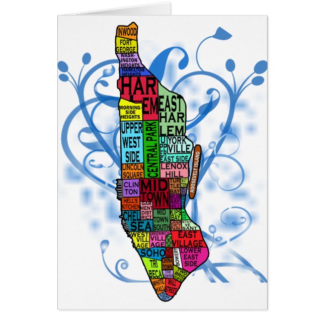 Cartão Mapa codificado cor de Manhattan (Frente)