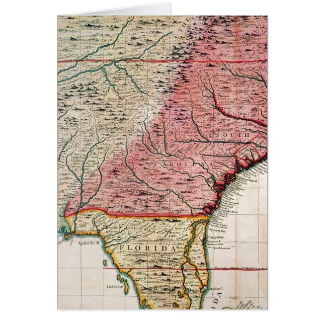 CARTÃO MAPA COLONIAL DE AMÉRICA, 1733 (Frente)