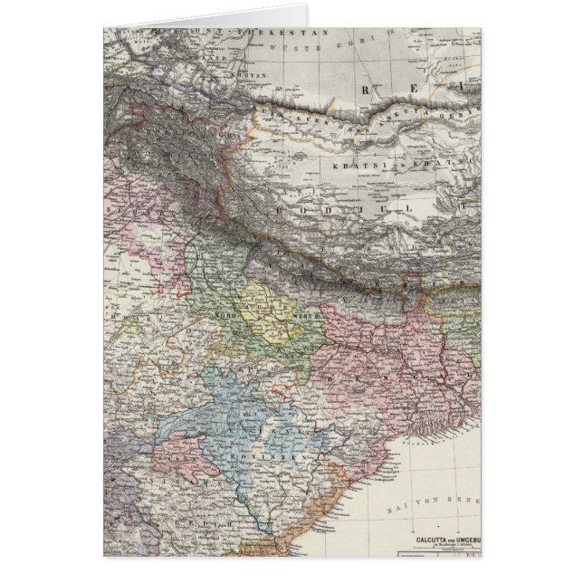 Cartão Mapa composto da Índia, Ásia (Frente)