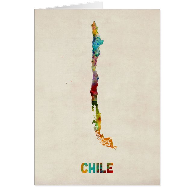 Cartão Mapa da aguarela do Chile (Frente)