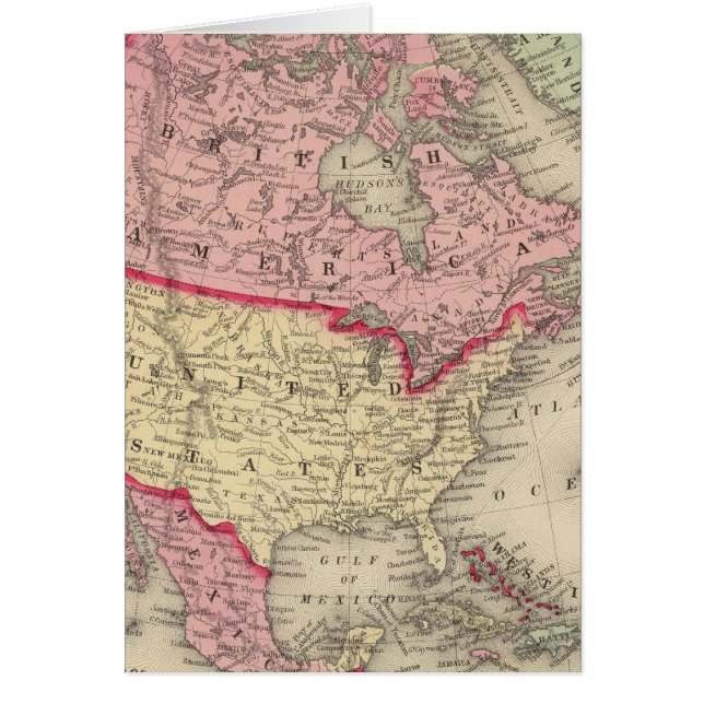 Cartão Mapa Da América Do Norte (Frente)
