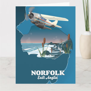 Cartão Mapa da Ânglia Oriental de Norfolk 
