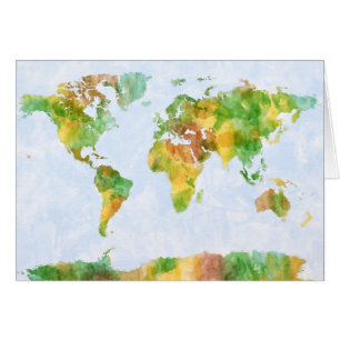 Cartão Mapa da Aquarela do mundo