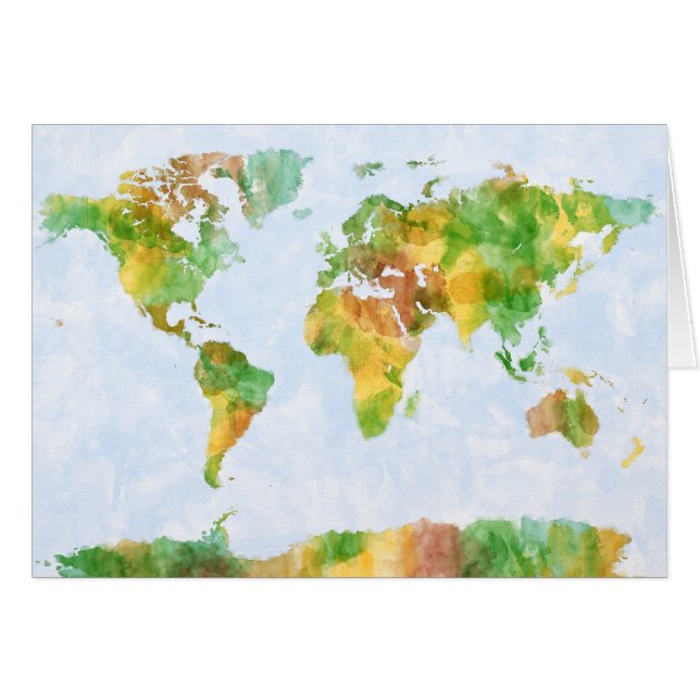 Cartão Mapa da Aquarela do mundo (Frente Horizontal)