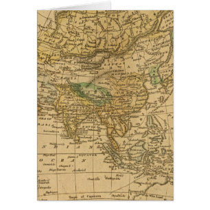 Cartão Mapa da Ásia por Worcester
