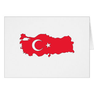 Cartão Mapa da bandeira de Turquia