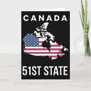 Cartão Mapa da bandeira dos EUA Canadá 51º Estado