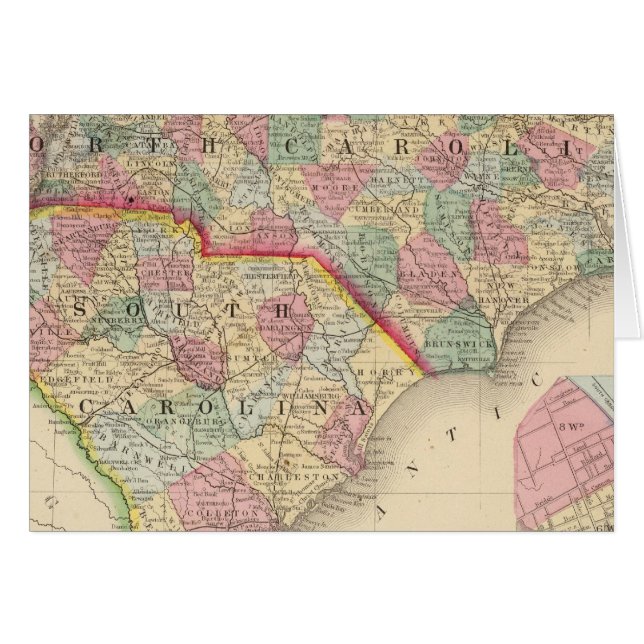 Cartão Mapa da Carolina do Norte por Mitchell (Frente Horizontal)