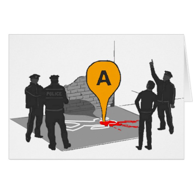 Cartão Mapa da cena do crime com esboço da polícia e do (Frente horizontal)